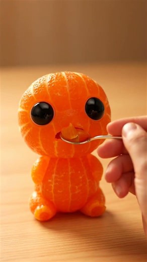 La mandarina más cute que verás en todo el día.🥺🍊 #ASMR #FruitEating #Surrealismo #IA #Relajante