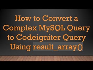 How to Convert a Complex MySQL Query to Codeigniter Query Using result_array()