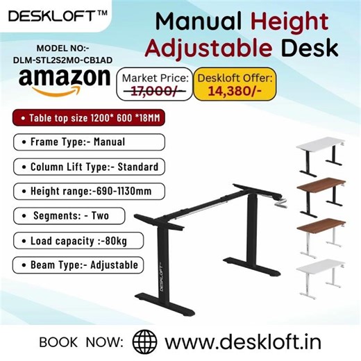 Offer Manual Adjustable Desk 10% Discount Limited Stock