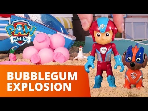 PAW Patrol - Bursting Bubblegum Explosion - Mighty Pups Toy Pretend Play Rescue For Kids