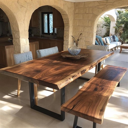 Artisan Crafted Walnut Handmade Rustic Solid Wood Dining Room Table - Etsy