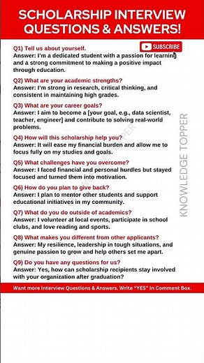Scholarship Interview Questions and Answers