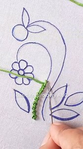 basic palestrina stitch borderline for flower tree learn step by step | Basic Embroidery ABC