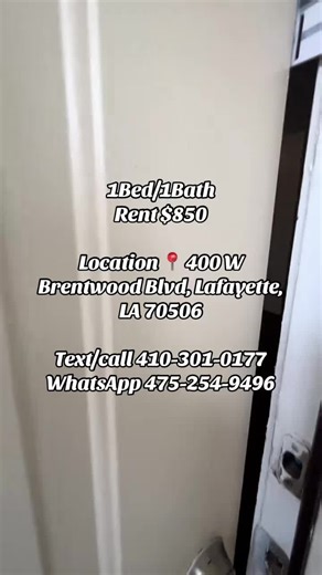 1Bedroom 1Bathroom Apartment available for rent Move in Asap Location 📍 400 W Brentwood Blvd, Lafayette, LA 70506 🚘Parking Space Text/call 410-301-0177 for more information #lafayette #louisiana #apartment #fyp #moveinday