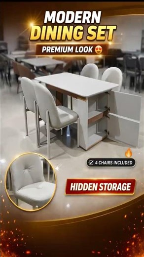 Modern Dining Set with Hidden Storage|Premium Dining Table Set |Storage Dining Table | POJ Furniture