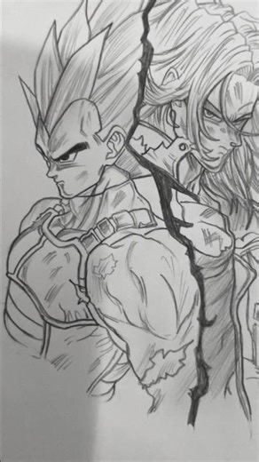 how to draw Vegeta and trunks from dragon Ball z #youtubeshorts #animeeart #✨🔥⚡