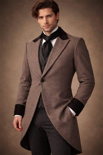 Men's Victorian Brown Wool Tailcoat – Steampunk Frock Coat, Gothic Wedding Jacket - Etsy