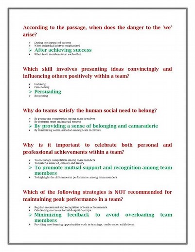 Team Building and Team Management COURSE ANSWERS IGOT KARMAYOGI