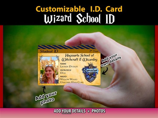 Wizard School ID Customizable ID Card - Full Color Plastic Cosplay Roleplay Gift Costume Halloween Prop - Etsy