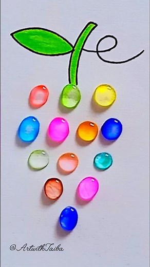 Colourful Water Drops Grape #art #painting #colourful #trendingshorts