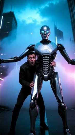 When a Robot Saves His Human Friend from Alien Airship Attack 🤖❤️🚀"#ai #scifi