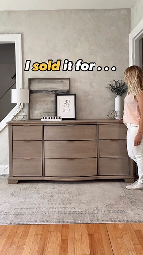 Michelle McRae on Instagram: "Details HERE👇🏽 I found this dresser for $85 on Facebook Marketplace and absolutely loved it. The seller was moving to California and just needed it gone. Done! After stripping the dark finish, I did a paint wash to accentuate the gorgeous wood grain. It’s also a great option if you’re trying to maximize profit on a furniture flip because I only used a few tablespoons of paint! After listing it, I had dozens of messages from interested buyers and sold it in just ov