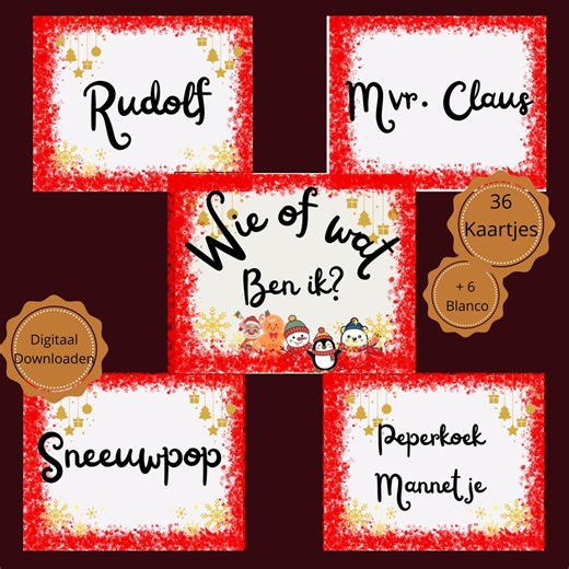 Christmas Who Am I Game | Printable Family Board Game | Dutch & English | Christmas Eve Activity | Digital Download - Etsy