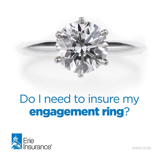 If someone popped the question (or is maybe planning to 😉💍), be sure to get your ring appraised and insured. Talk with your local ERIE agent to see if you need any additional coverage for you new bling, or if it's already protected with your current homeowners policy! | Erie Insurance