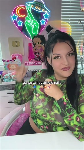 ‼️WAIT FOR IT😱💥Gangsta Hey Arnold Nails..watch the eyes change color🤯😜