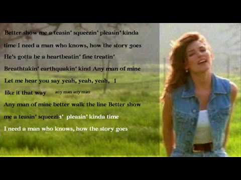SHANIA TWAIN - ANY MAN OF MINE ( SINGABLE LYRICS ! )
