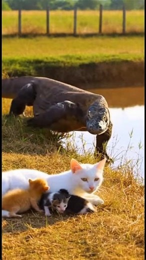 Dog Gang Saves Mother Cat From Giant Lizard 🐶🐱 | Emotional Animal Rescue#shorts