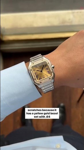 No more Santos scratches 💎! NEW Cartier Santos Medium Two Tone Diamonds #shorts