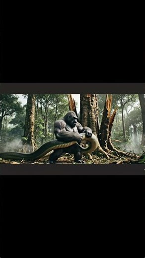 Gorilla vs Giant Snakes Fight! 😱 Part 2 - King Kong's Revenge? #shorts #viral
