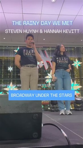 No rainy days ahead with these two 🥹💜 Hannah Kevitt & Steven Huynh from Maybe Happy Ending performing at Broadway Under The Stars @theshopsatcolumbuscircle #maybehappyending #broadway #musicaltheatre #maybehappyending🤖 | Maybe Happy Ending Musical
