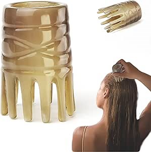 Head Spa Comb – Wide Tooth Natural Horn Comb for Scalp & Hair Care, Ox Horn Scalp Massage Comb, Gua Sha Comb for Relaxation, Exfoliating Shampoo Brush & Hair Growth Tool