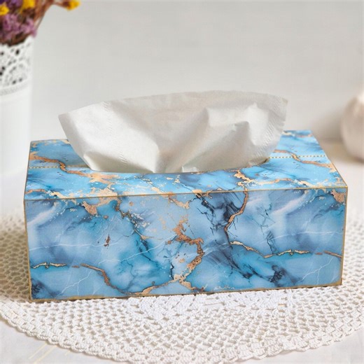 Wooden Tissue Box Cover in Blue, Rectangular Tissue Box Holder, Napkin Holder, Decorative Box for Napkins, Napkin Organizer - Etsy