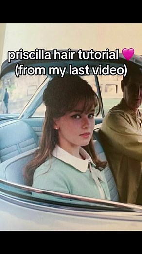 highly requested priscilla presley hair tutorial!! #vintage #priscillapresley #elvis #fyp #viral #60s #priscilla #caileespaeny #sofiacoppola #coquette #hairtutorial