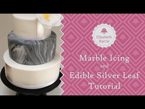 How to: Marble Icing and Edible Silver leaf | Cake Decorating Tutorial