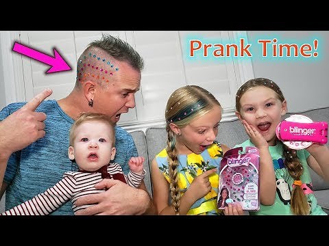 Pranking Our Dad! We Bling Out His Shaved Head!! Who Gets Their Ears Pierced?!