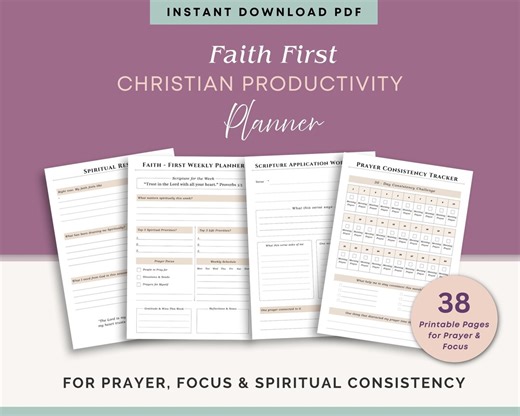 Faith-first Christian Productivity Planner | Prayer Consistency Tracker, Faith Based Weekly Planner, Printable PDF - Etsy