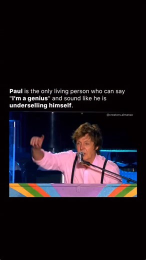 Creator’s Almanac™ on Instagram: "Interesting fact: Paul McCartney is the most successful songwriter in history, yet he still cannot read or write sheet music. He views music as a “living thing” that exists in the air rather than on paper. During the height of The Beatles, while other rock stars were focusing on the “lifestyle,” Paul was the group’s secret architect, often staying in the studio for 24 hours straight to experiment with tape loops and orchestral arrangements that would eventually 