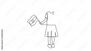 Animated self drawing of school uniform in India with white background. Fashion education concept illustration in simple linear animation. School uniform concept design with full length animation.