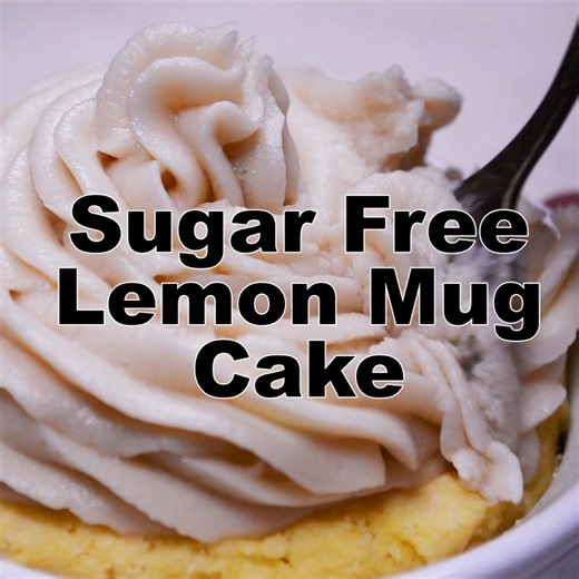 Sugar Free Lemon Mug Cake made low carb, keto, nut free, gluten free, and a single serving for perfect portion control! | SugarFreeMom.com