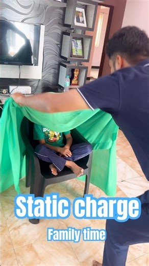 Static charge , prank with dad #fun #science #static #electricity