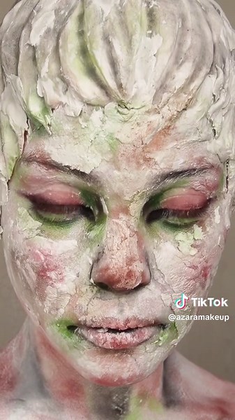 Así me hice un maquillaje de piedra #sculpture #makeup #statue #maquillaje