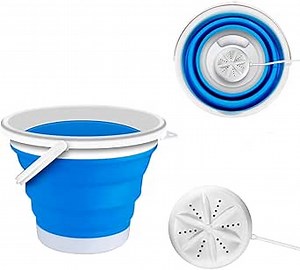 Portable Mini Foldable Washing Machine with Turbo Compact Ultrasonic Washer - Folding laundry Lazy Magic Tub USB Powered Lightweight Washer for Camping Dorms Business Trip College Rooms (Blue)