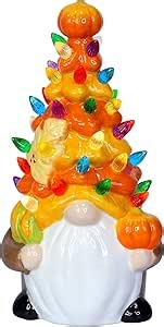 Extra Large - Thanksgiving Decorations Lighted Fall Gnomes Ceramics Tree with Pumpkin Thanksgiving Gnomes Tree Thanksgivings Table Decor Fall Decorations for Home Dinner Table Centerpiece Party Indoor