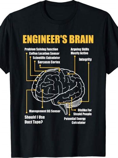 Funny Engineer Humor T-Shirt With Brain Diagram & Sarcasm Tech Jokes - Soft Round Neck Casual Shirt Suitable For Engineers & Tech Professionals - Ideal Gift For Computer Science Graduates, Staff | SHEIN