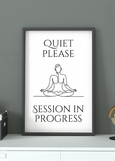Please Keep Quiet Printable Sign – Meditation & Yoga Studio Wall Art – Session in Progress Sign - Etsy