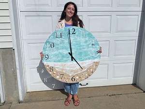 36" Coastal Beach Clock: Oversized Nautical Wall Art - Etsy