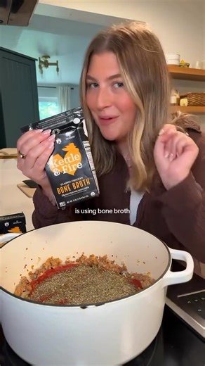 pov: you make @caileeeeats high protein cozy fall dinner aka lasagna soup 🥣 full recipe on her page! | Kettle & Fire Bone Broth