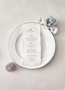 Deckle Edge Wedding Menu Cards: Handmade Cotton Rag Paper - Etsy