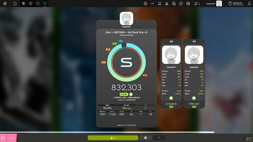 【osu! mania/4k】入坑osu第二天，用比老版判定更严格的Lazer版本 INTRO ~ 3rd 95.49%过段！