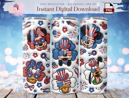 3D Inflated 4th of July Cartoon 20oz Tumbler Wrap, Patriotic Tumbler,, America USA Flag, Fireworks, Independence Day, Digital - Etsy