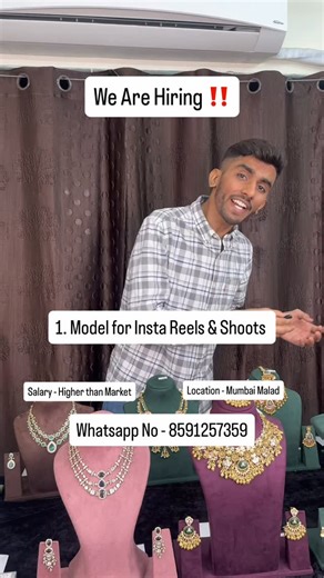 KAUSHALYA ART JEWELLERY on Instagram: "We are Hiring for : 👇🏻 Model For Insta Reels & shoots Customer Suppport Team Accounts Department Contact on : 8591257359"