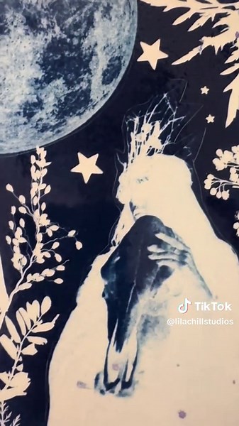 Making an oracle deck with Cyanotype and sunlight and this is the next concept card 💙 #cyanotype #witchyvibes #oraclecards #divination #makersgonnamake