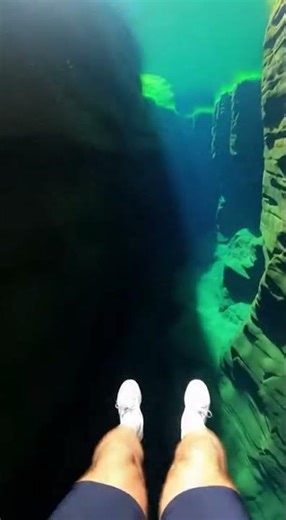 😱 Insane POV Canyon Cliff Jump Into a Hidden Water Pool 💦🏜️