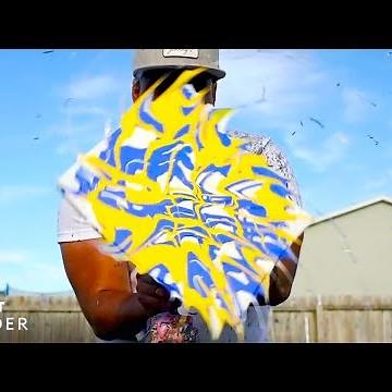 Artist Makes Paintings By Spinning The Canvas On A Drill