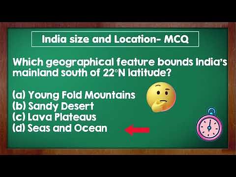 Class 9 Geography Chapter 1 India Size and Location MCQ With answers | Geography class 9 ch:1 MCQ