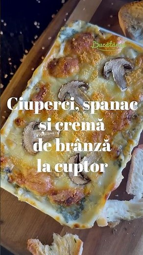 Ciuperci gratinate, cu spanac și cremă de brânză la cuptor🍄 #reteteusoare #recipe #retete #ciuperci